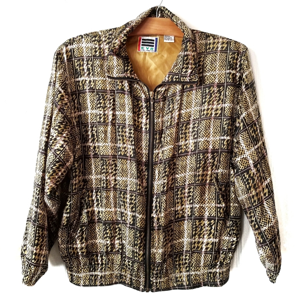 Vintage 80's 100% silk zipped up bummer jacket